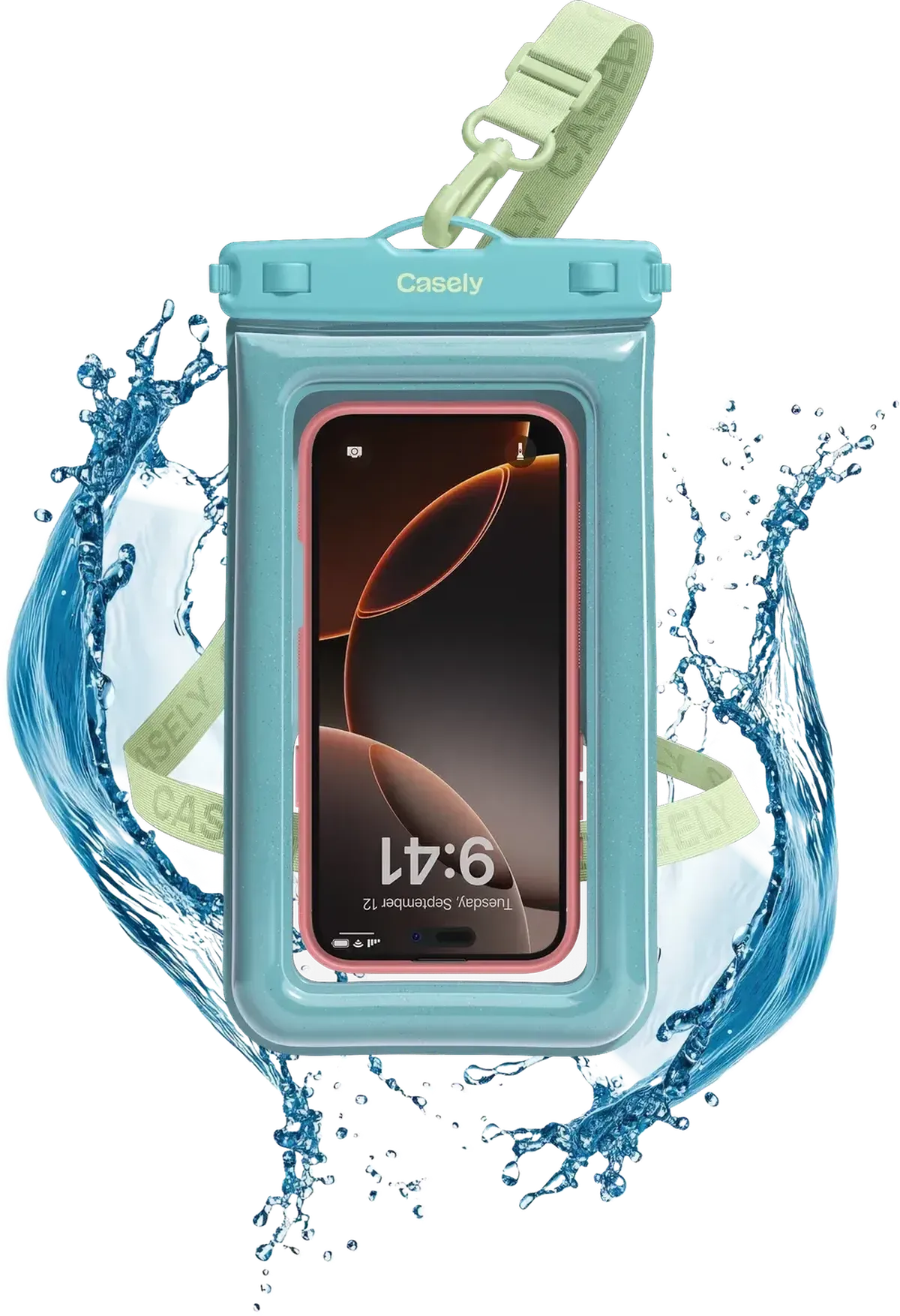 AquaBuddy | Aquamarine Ocean Blue Shimmer Waterproof Phone Pouch - Nailaer