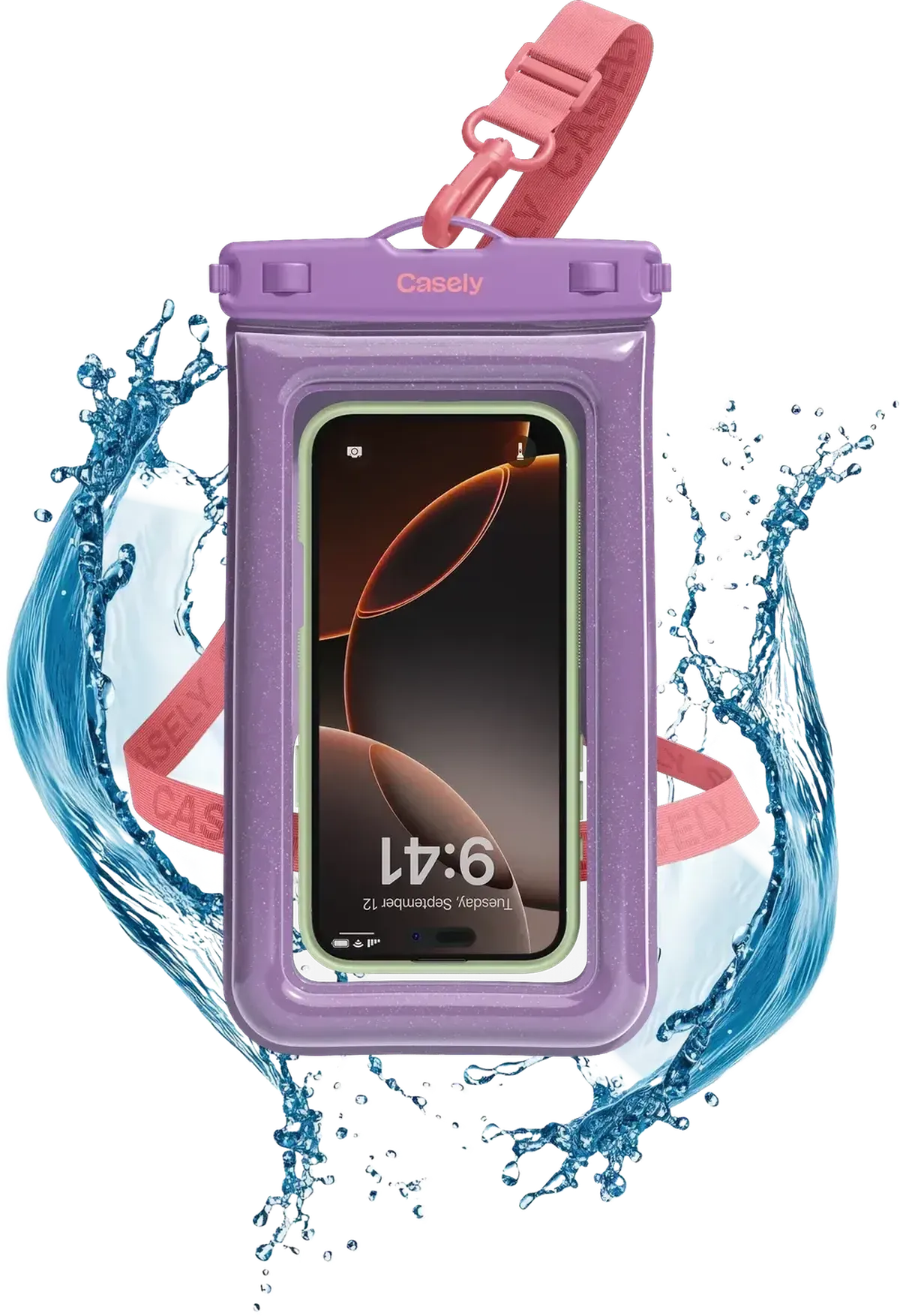 AquaBuddy | Lavender Waves Purple Shimmer Waterproof Phone Pouch - Nailaer